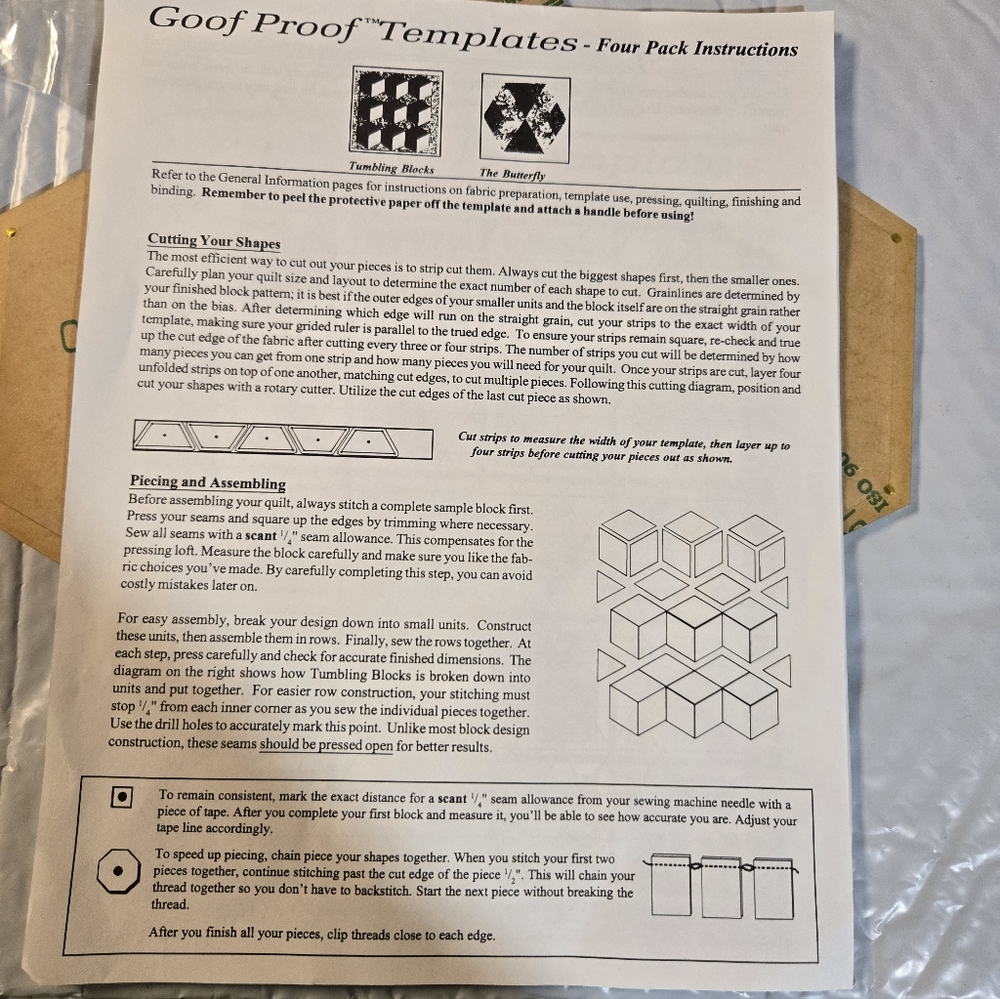 Goof Proof Quilting Templates - 4" Octagon Set (White)   Set 4
